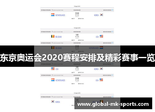 东京奥运会2020赛程安排及精彩赛事一览